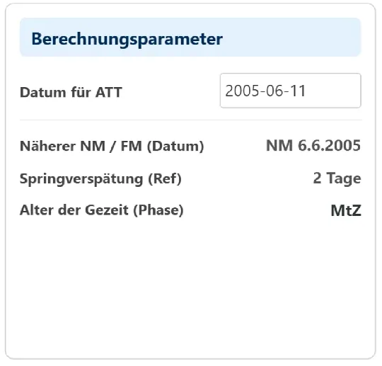 Bild ATT Gezeitenrechner Berechnung Alter der Gezeit AdG